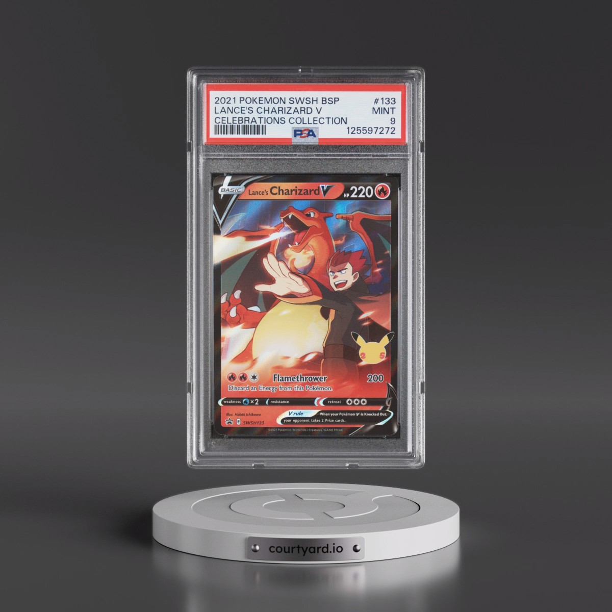 2021 Pokémon Swsh Black Star Promo #133 Lance's Charizard V - Holo Celebrations Collection (PSA 9 MINT)