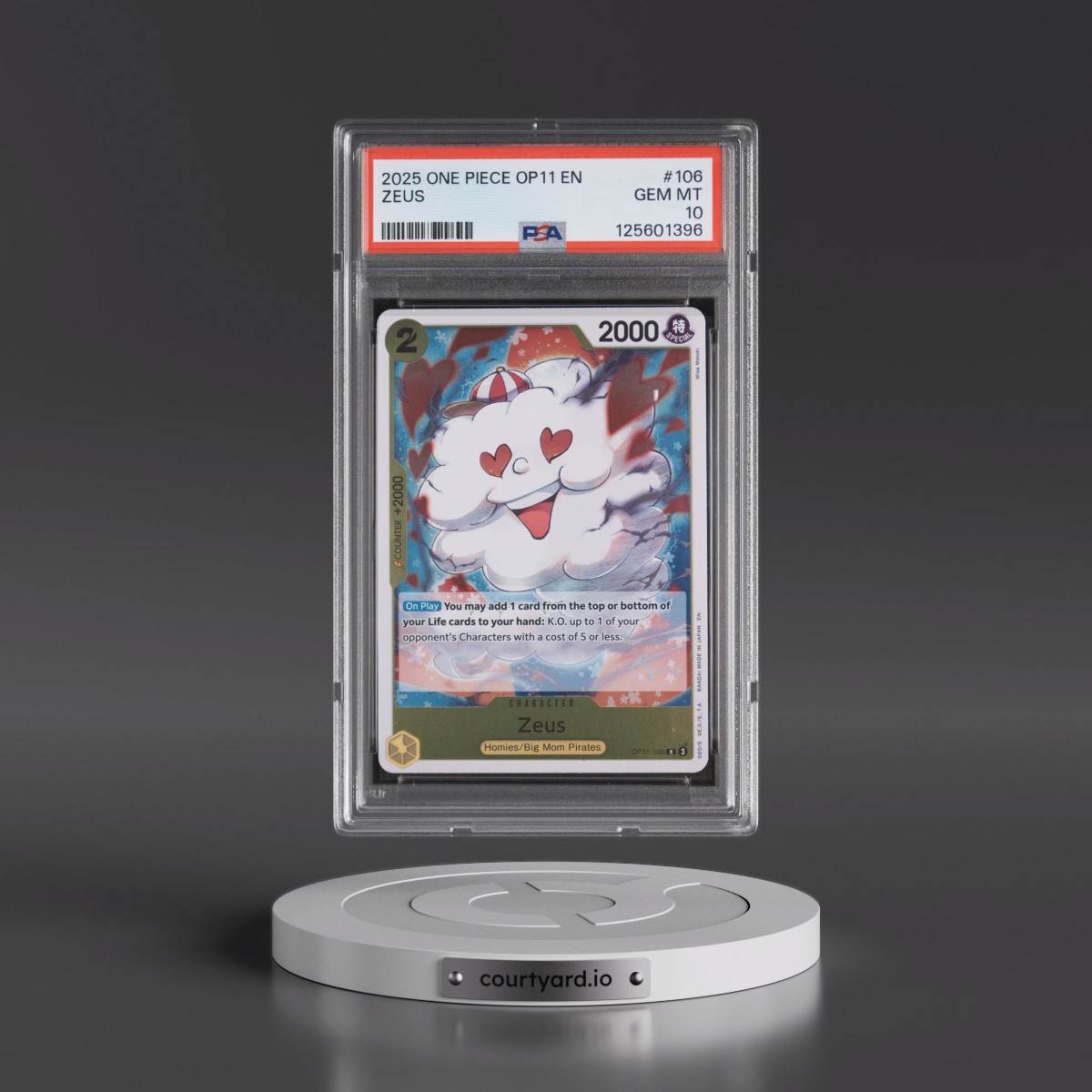 2025 One Piece OP11-A Fist of Divine Speed #106 Zeus (PSA 10 GEM MINT)