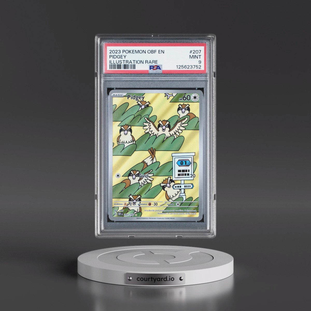 2023 Pokémon Obf EN-Obsidian Flames #207 Pidgey - Illustration Rare (PSA 9 MINT)
