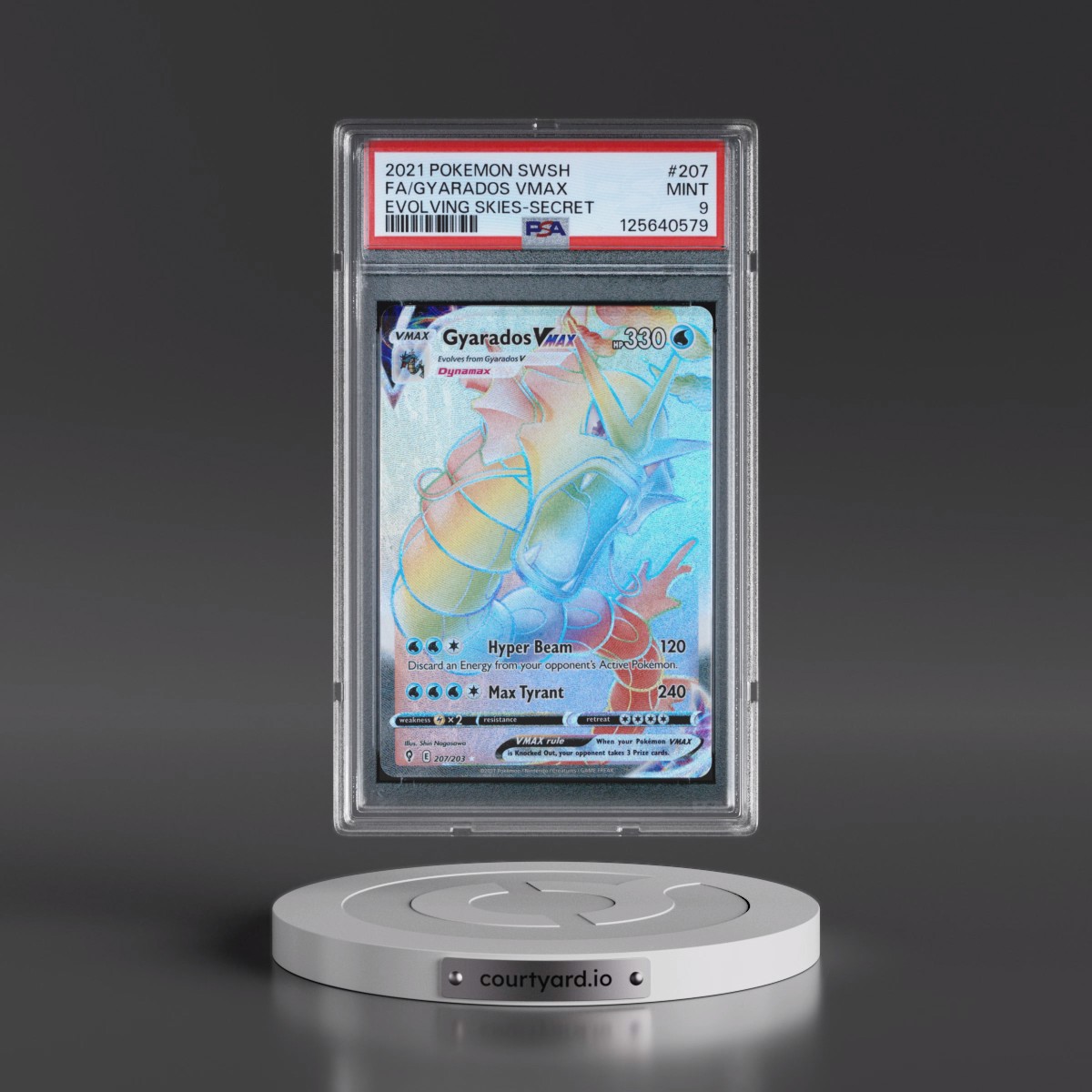 2021 Pokémon Sword & Shield Evolving Skies #207 Gyarados Vmax - Full Art Secret (PSA 9 MINT)