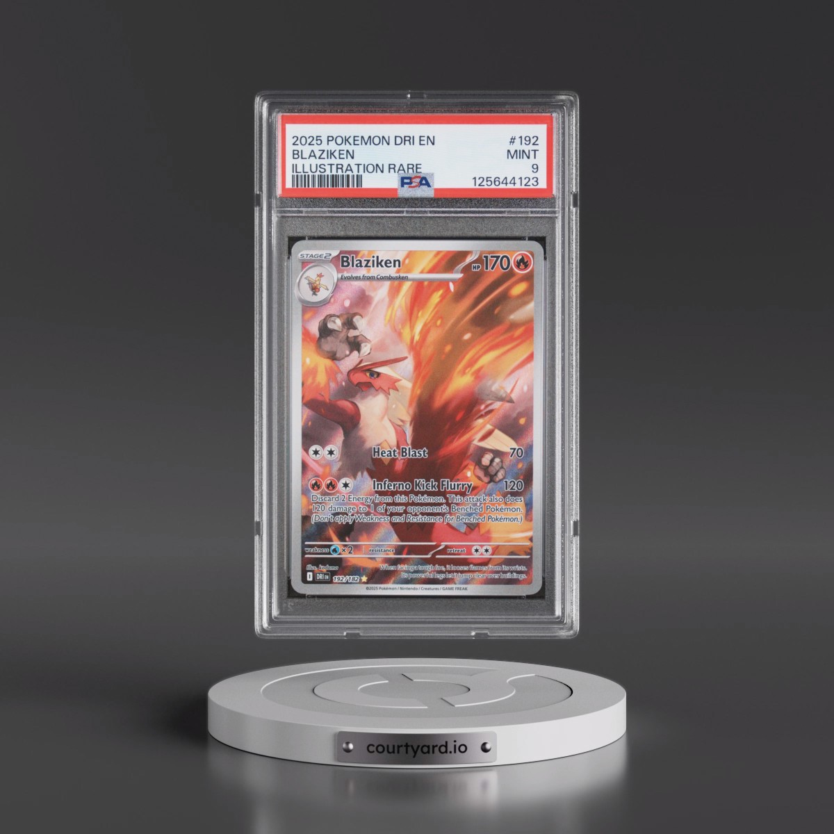 2025 Pokémon Dri EN-Destined Rivals #192 Blaziken - Illustration Rare (PSA 9 MINT)