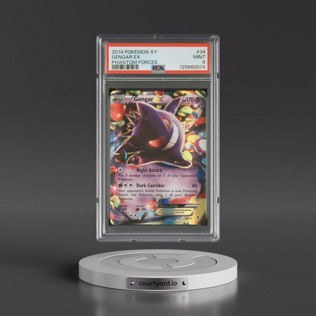2014 Pokémon XY Phantom Forces #34 Gengar EX - Holo (PSA 9 MINT)