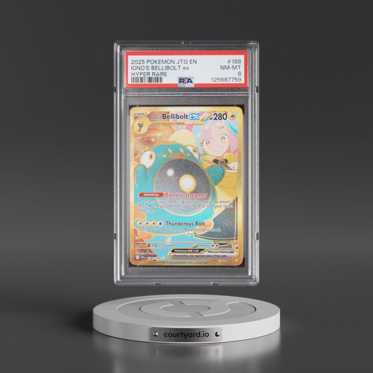 2025 Pokémon Jtg EN-Journey Together #188 Iono's Bellibolt EX - Holo Hyper Rare (PSA 8 NM-MT)