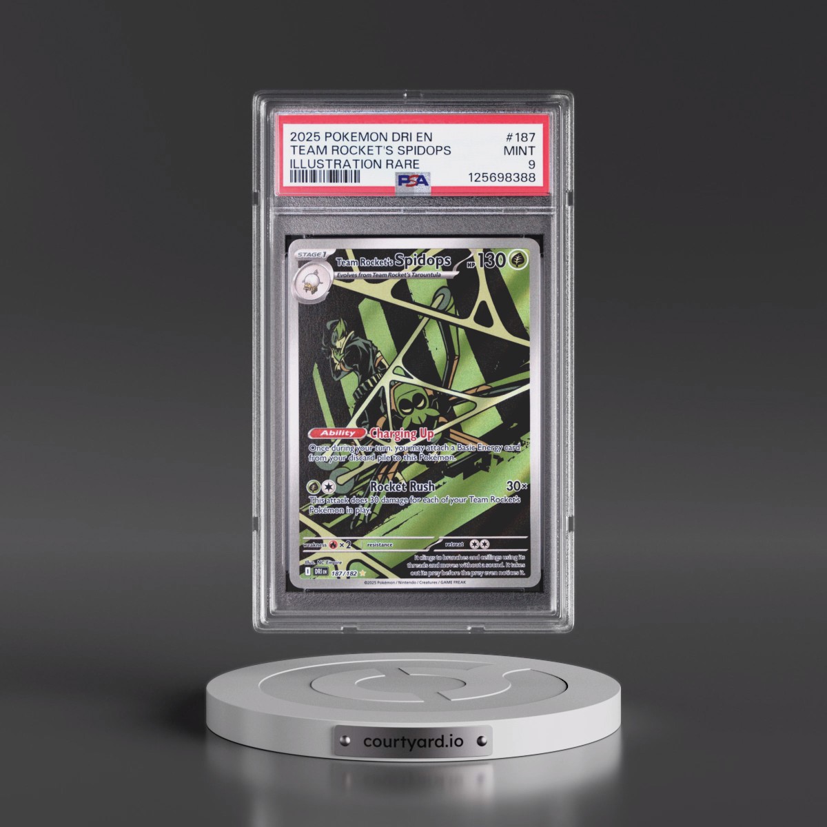 2025 Pokémon Dri EN-Destined Rivals #187 Team Rocket's Spidops - Illustration Rare (PSA 9 MINT)
