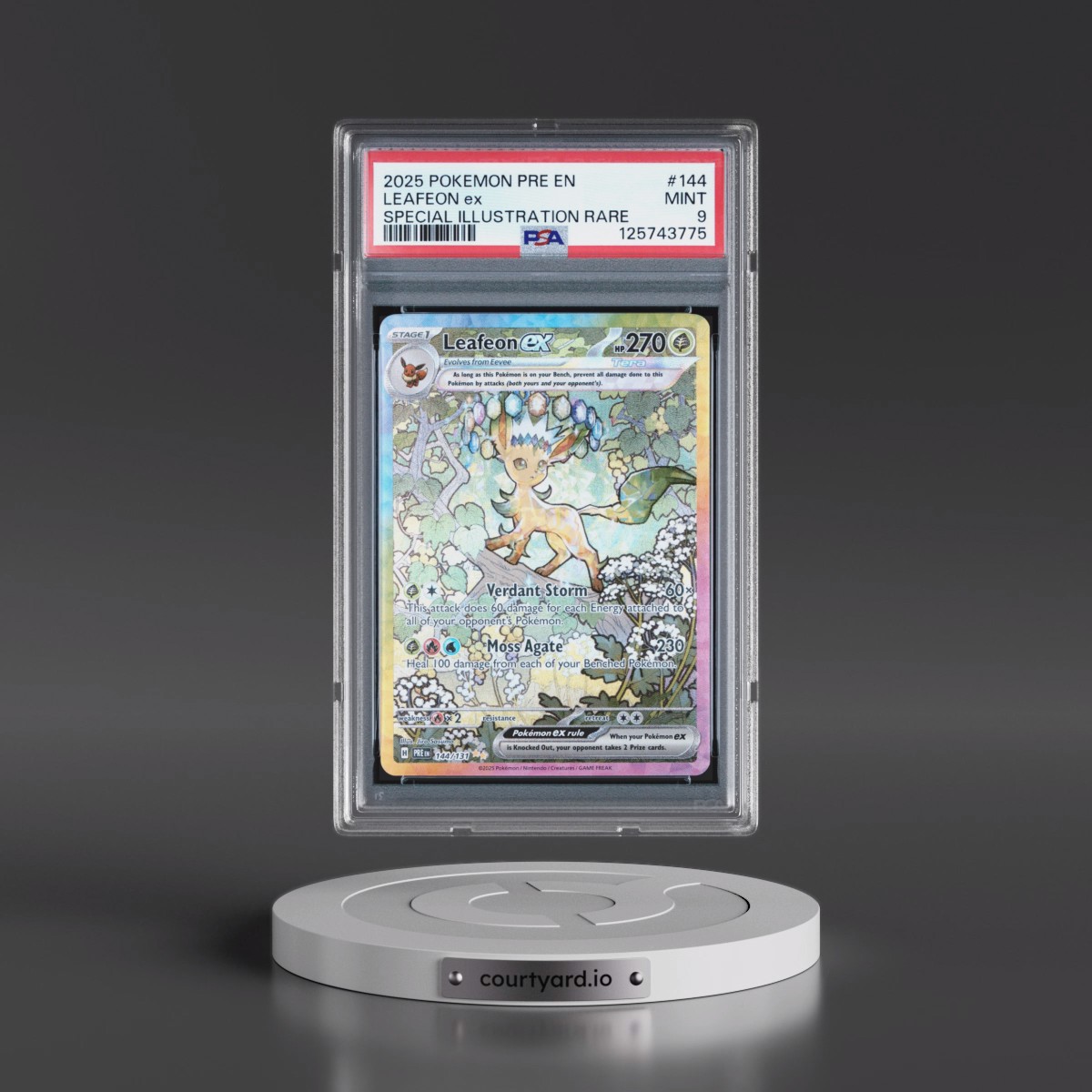 2025 Pokémon Pre EN-Prismatic Evolutions #144 Leafeon EX - Holo Special Illustration Rare (PSA 9 MINT)