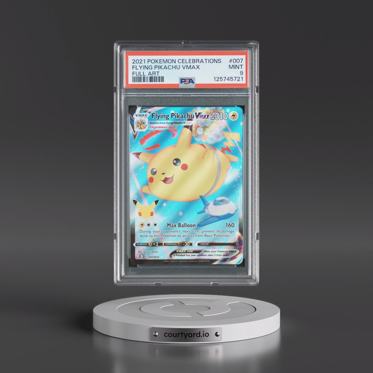2021 Pokémon Celebrations #007 Flying Pikachu Vmax - Full Art (PSA 9 MINT)