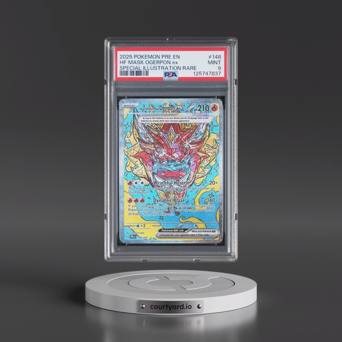 2025 Pokémon Pre EN-Prismatic Evolutions #148 Hearthflame Mask Ogerpon EX - Holo Special Illustration Rare (PSA 9 MINT)