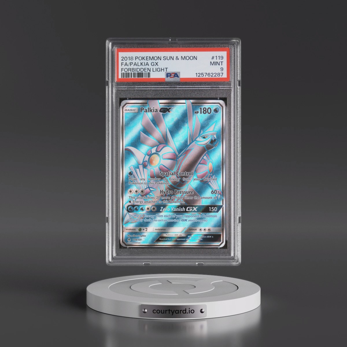 2018 Pokémon Sun & Moon Forbidden Light #119 Palkia GX - Holo Full Art (PSA 9 MINT)