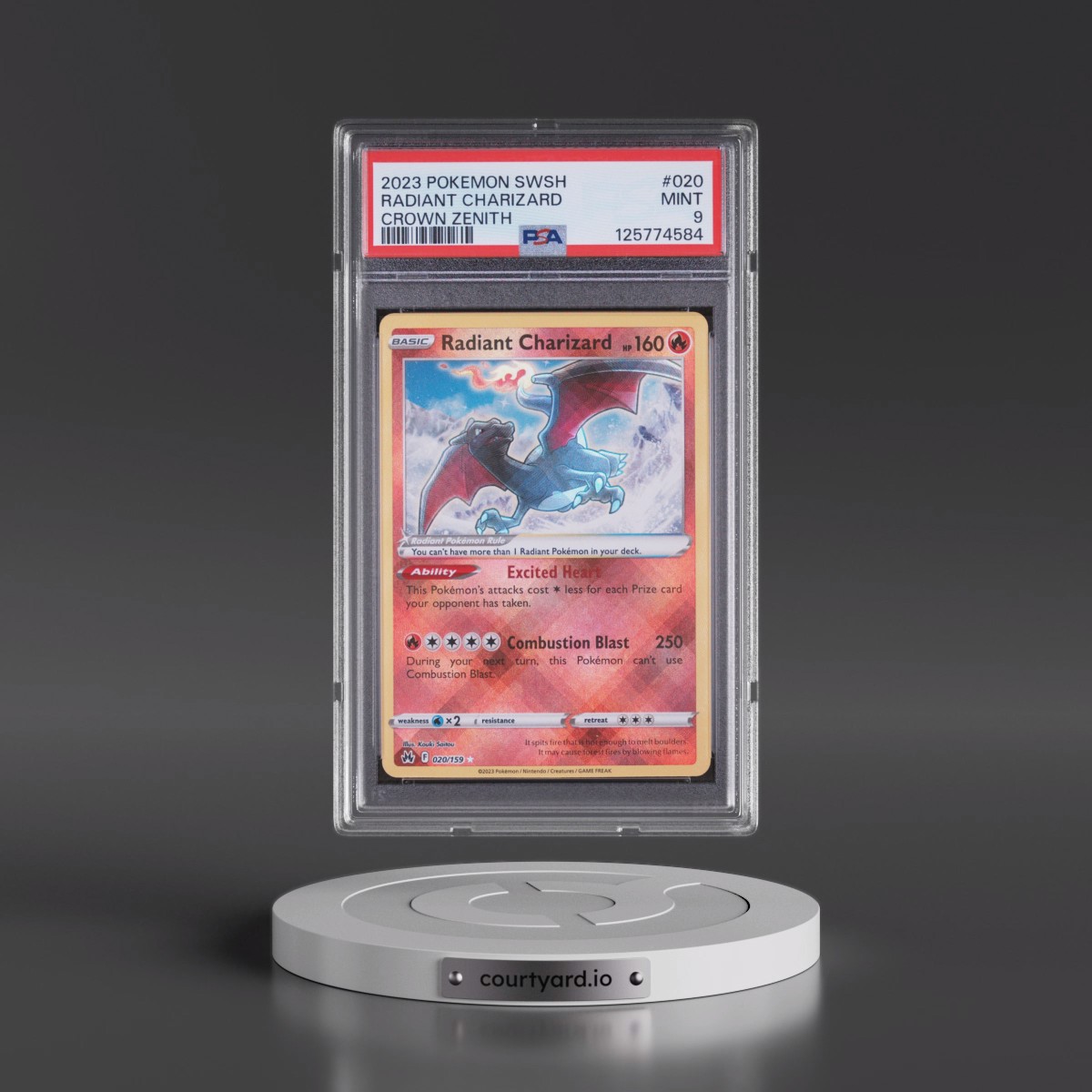2023 Pokémon Sword and Shield Crown Zenith #020 Radiant Charizard - Holo (PSA 9 MINT)