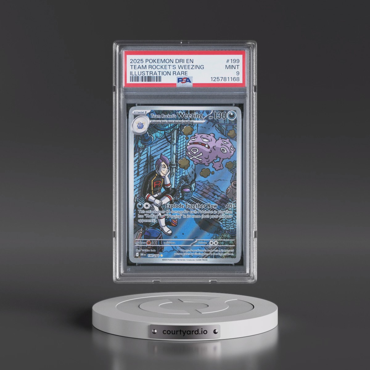 2025 Pokémon Dri EN-Destined Rivals #199 Team Rocket's Weezing - Illustration Rare (PSA 9 MINT)