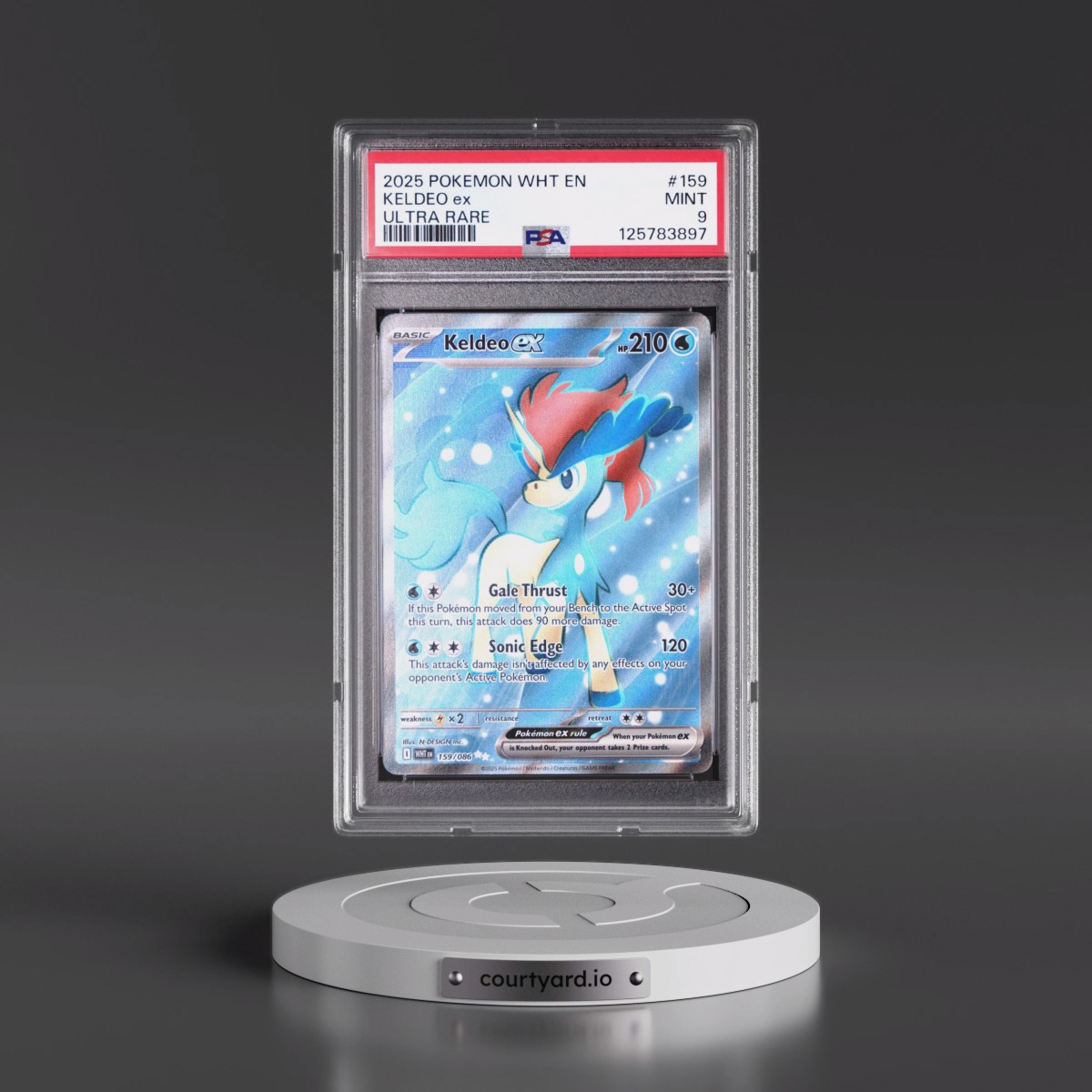2025 Pokémon Wht EN-White Flare #159 Keldeo EX - Holo Ultra Rare (PSA 9 MINT)