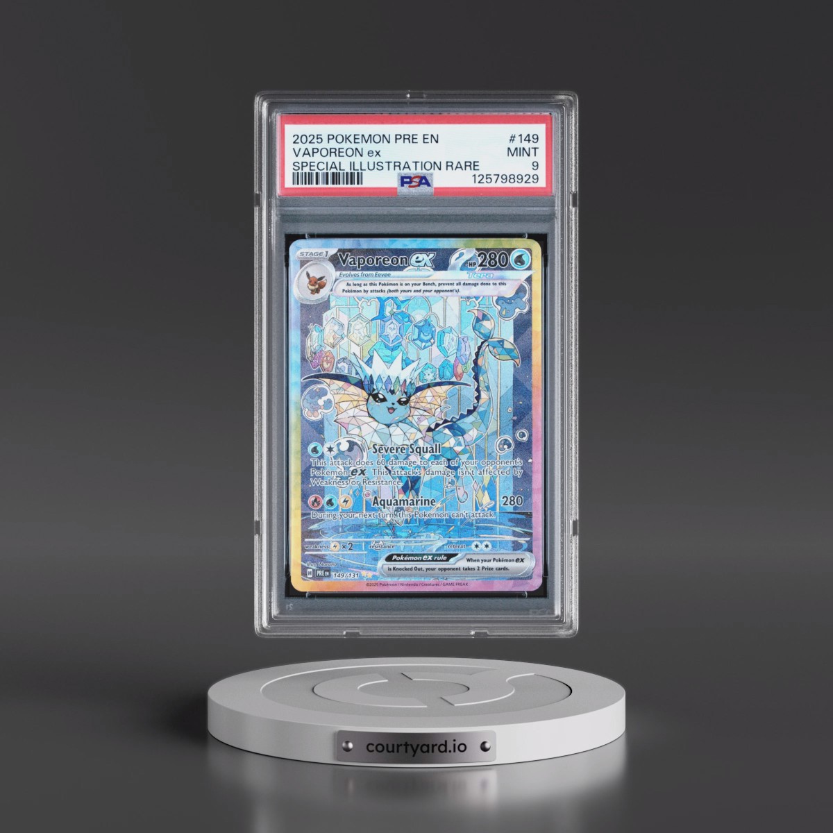 2025 Pokémon Pre EN-Prismatic Evolutions #149 Vaporeon EX - Holo Special Illustration Rare (PSA 9 MINT)
