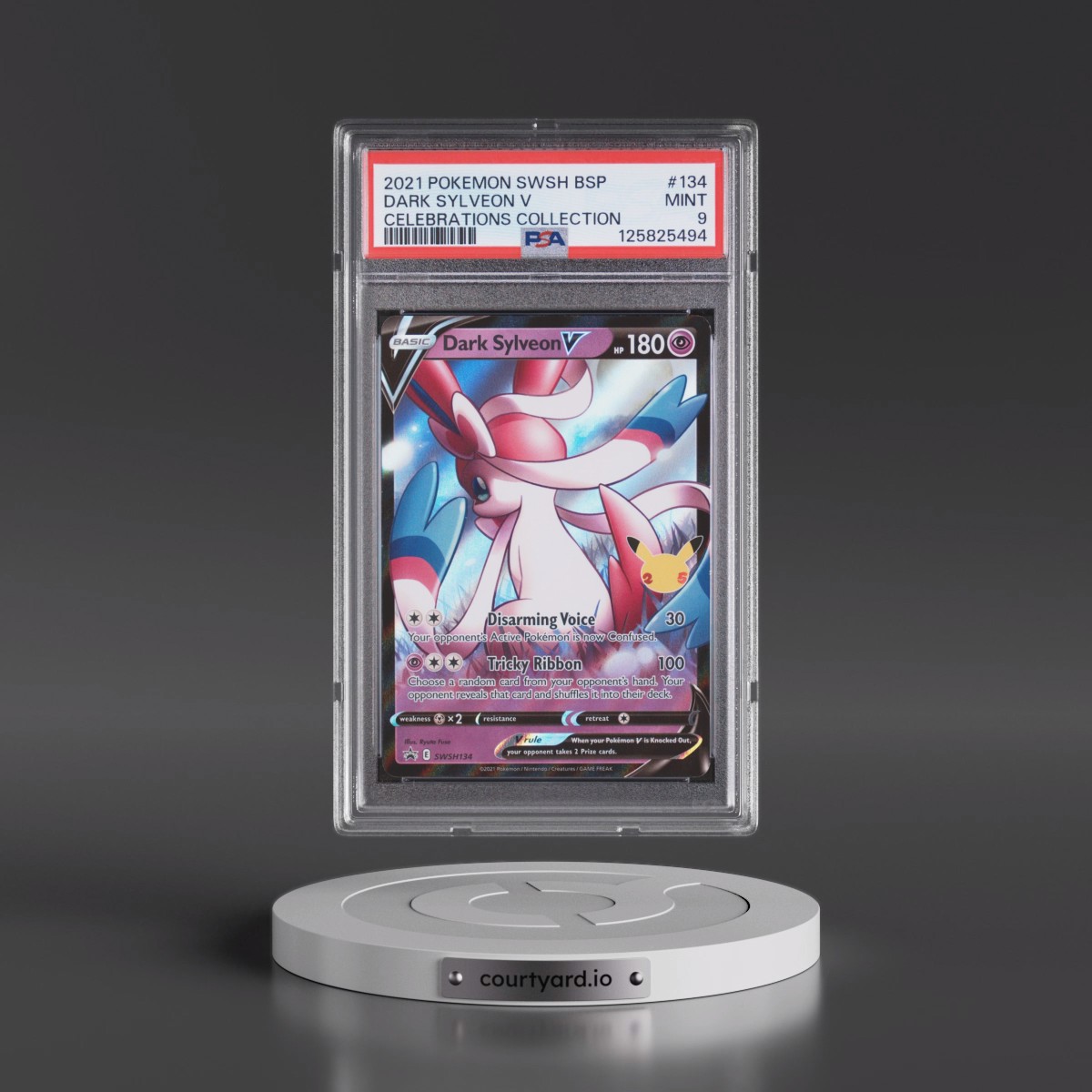 2021 Pokémon Swsh Black Star Promo #134 Dark Sylveon V - Holo Celebrations Collection (PSA 9 MINT)