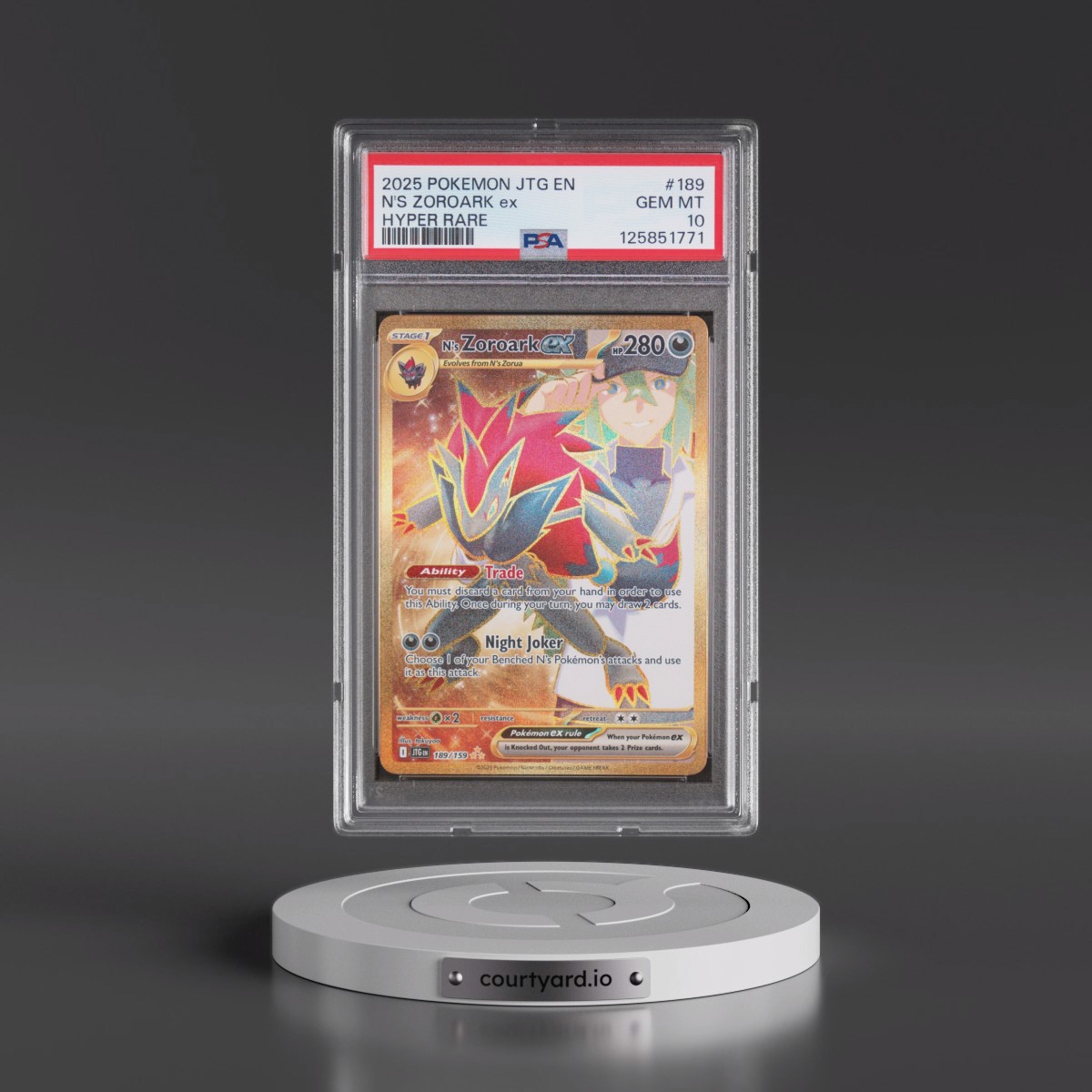 2025 Pokémon Jtg EN-Journey Together #189 N's Zoroark EX - Holo Hyper Rare (PSA 10 GEM MINT)