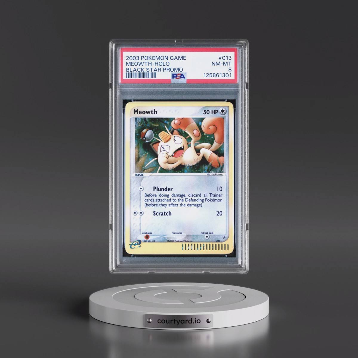 2003 Pokémon Black Star Promo #013 Meowth - Holo (PSA 8 NM-MT)