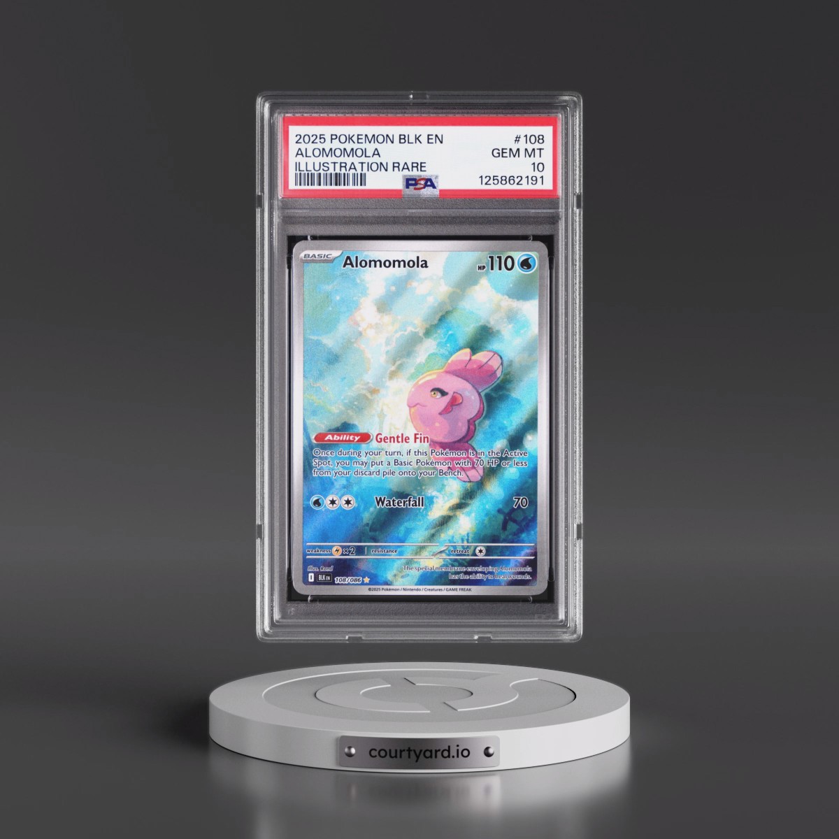 2025 Pokémon Blk EN-Black Bolt #108 Alomomola - Illustration Rare (PSA 10 GEM MINT)