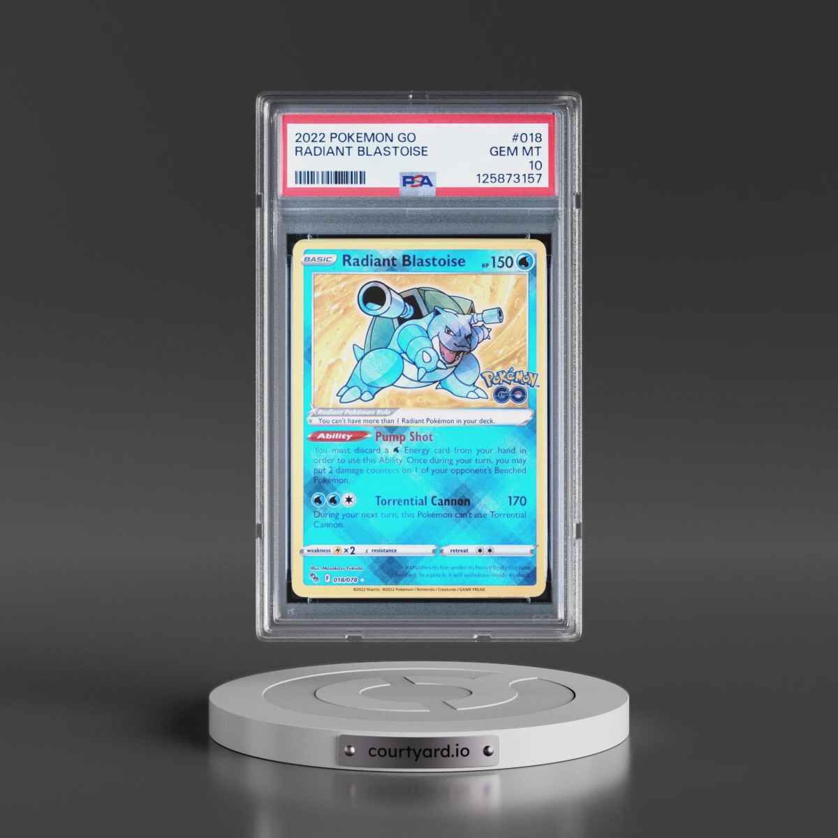 2022 Pokémon Go #018 Radiant Blastoise - Holo (PSA 10 GEM MINT)