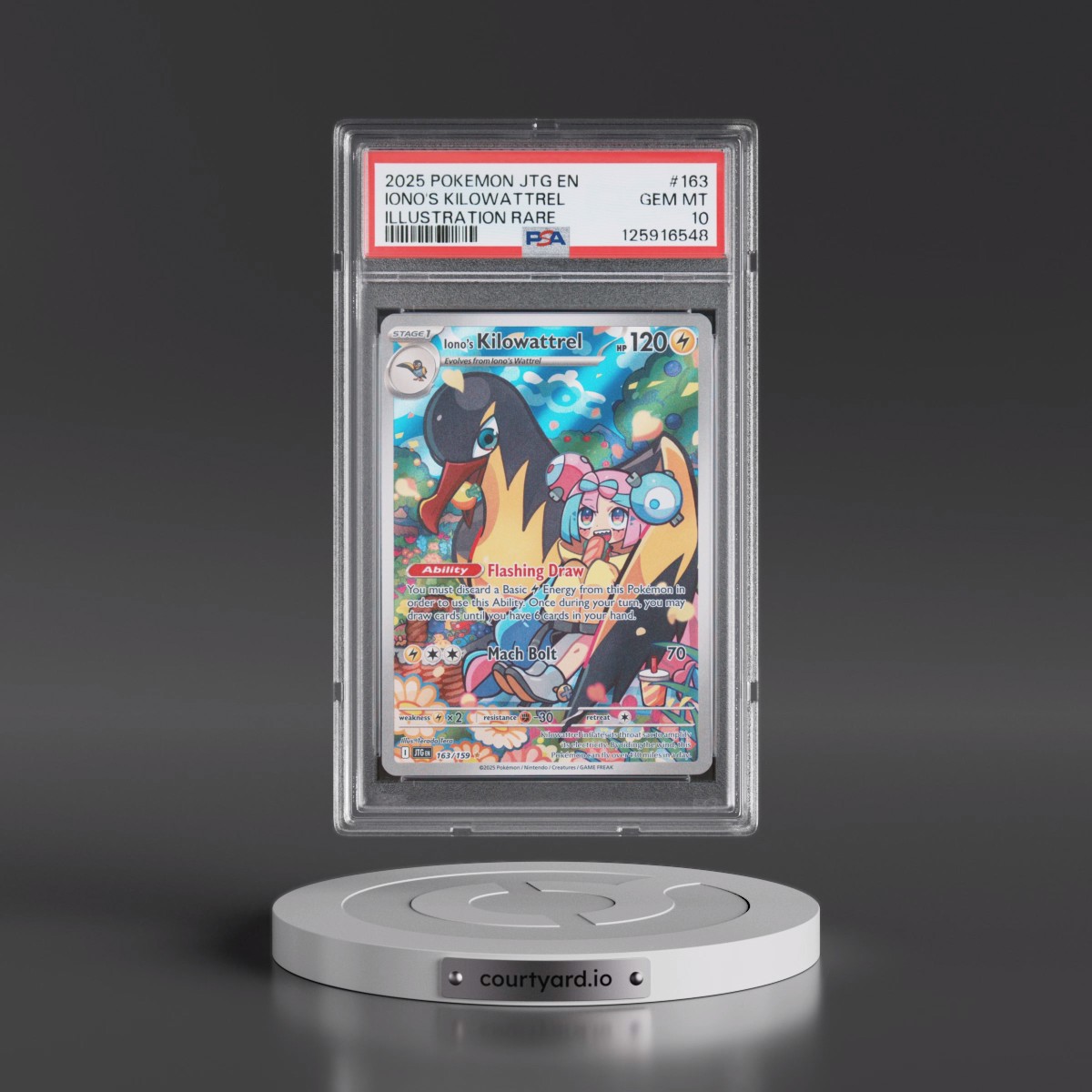2025 Pokémon Jtg EN-Journey Together #163 Iono's Kilowattrel - Illustration Rare (PSA 10 GEM MINT)