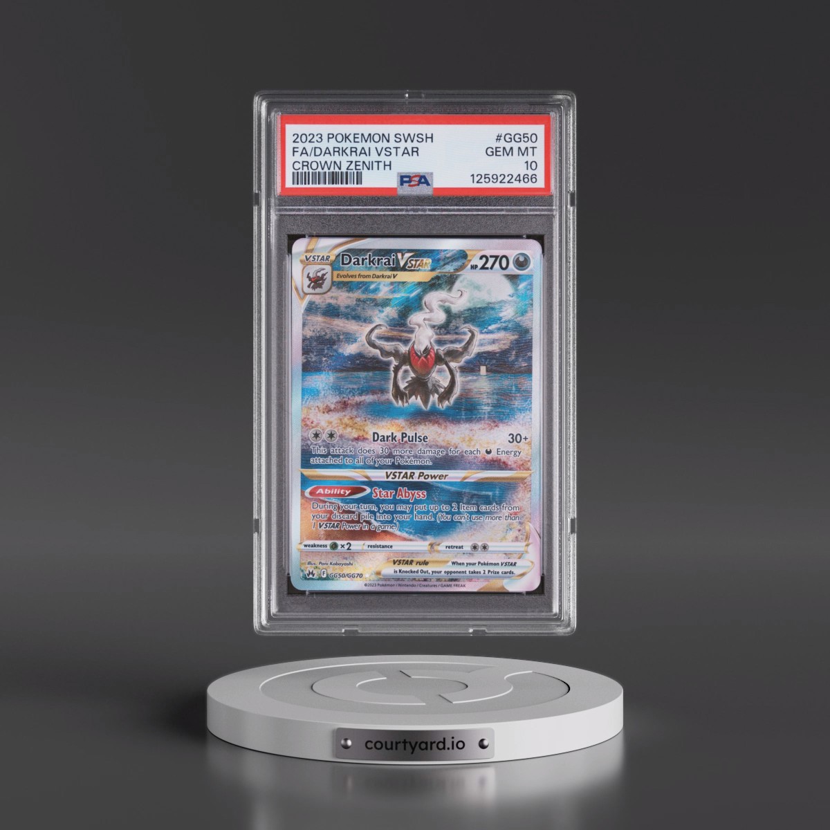 2023 Pokémon Sword and Shield Crown Zenith #GG50 Darkrai Vstar - Full Art (PSA 10 GEM MINT)