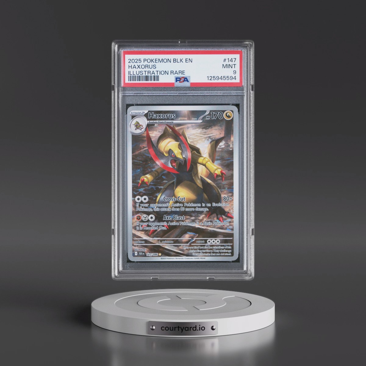 2025 Pokémon Blk EN-Black Bolt #147 Haxorus - Illustration Rare (PSA 9 MINT)