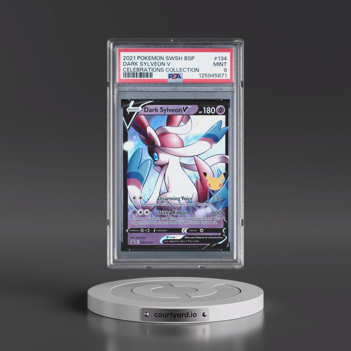 2021 Pokémon Swsh Black Star Promo #134 Dark Sylveon V - Holo Celebrations Collection (PSA 9 MINT)