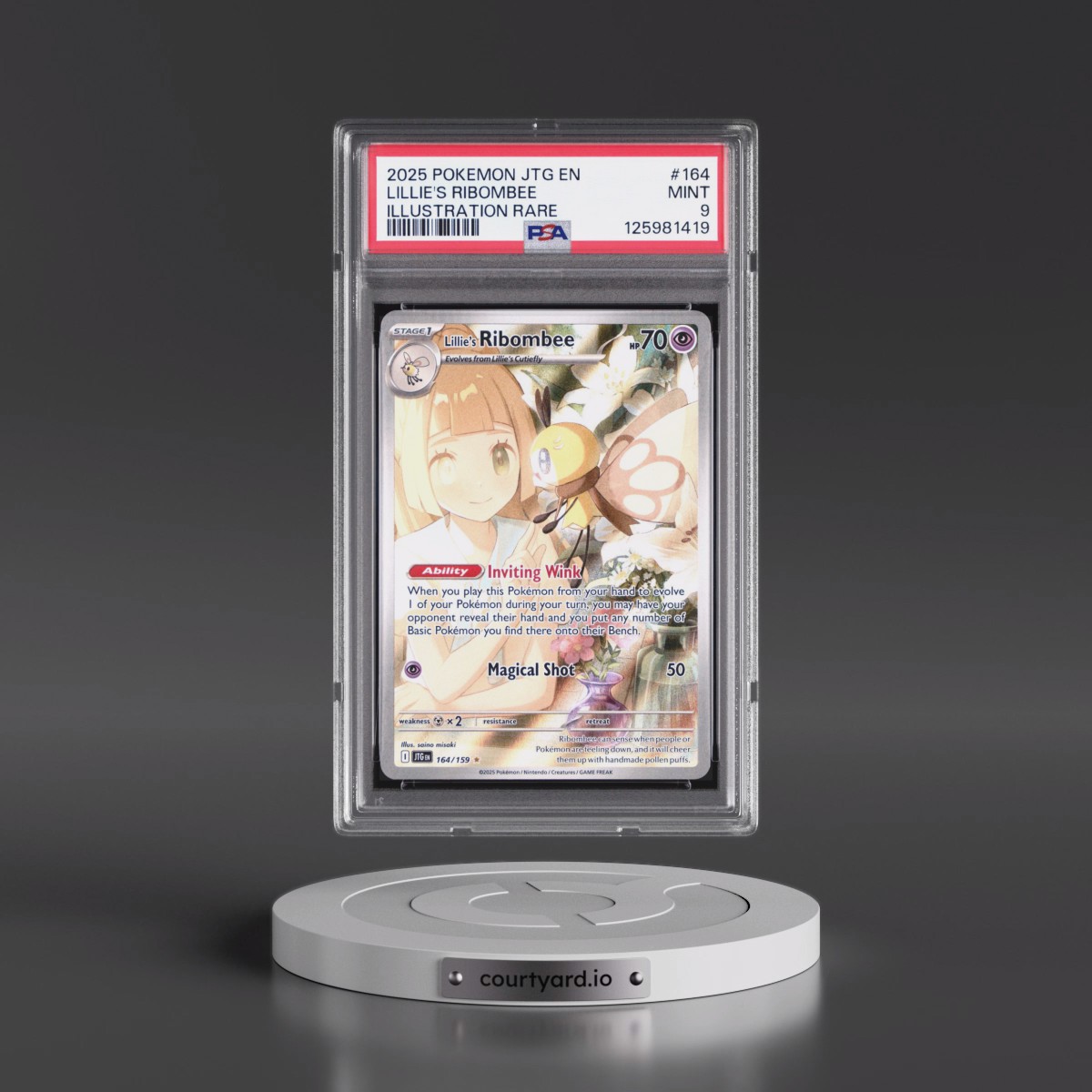 2025 Pokémon Jtg EN-Journey Together #164 Lillie's Ribombee - Illustration Rare (PSA 9 MINT)