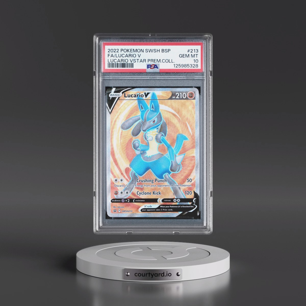 2022 Pokémon Swsh Black Star Promo #213 Lucario V - Holo Full Art Lucario Vstar Premium Collection (PSA 10 GEM MINT)