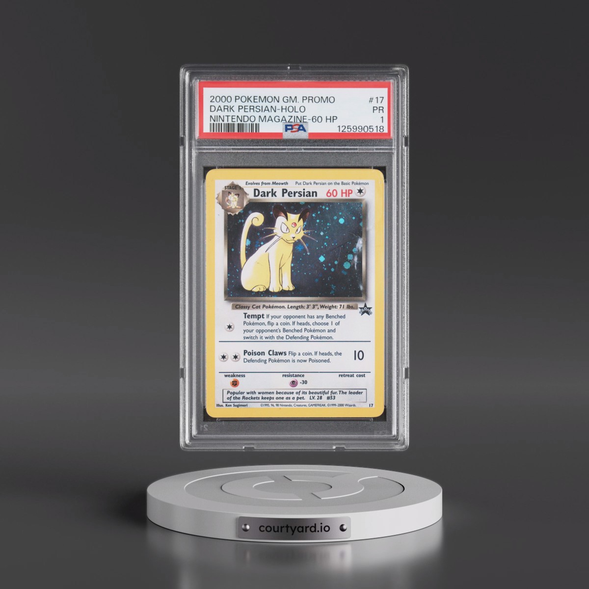 2000 Pokémon Game Promo #17 Dark Persian - Holo Nintendo Magazine-60 HP (PSA 1 PR)
