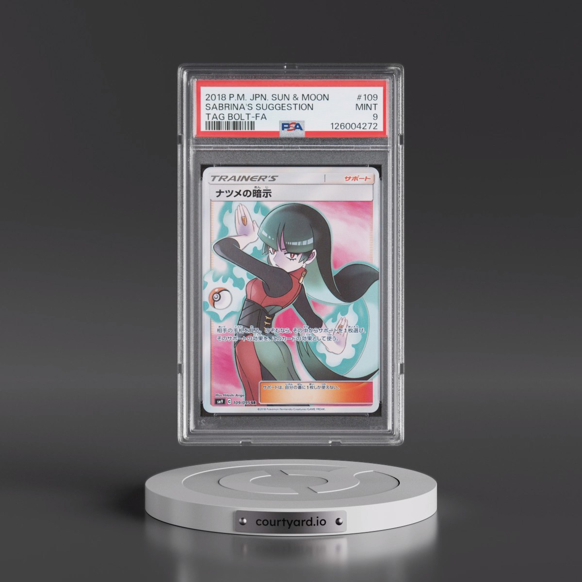 2018 Pokémon Sun & Moon Tag Bolt #109 Sabrina's Suggestion - Full Art (PSA 9 MINT)