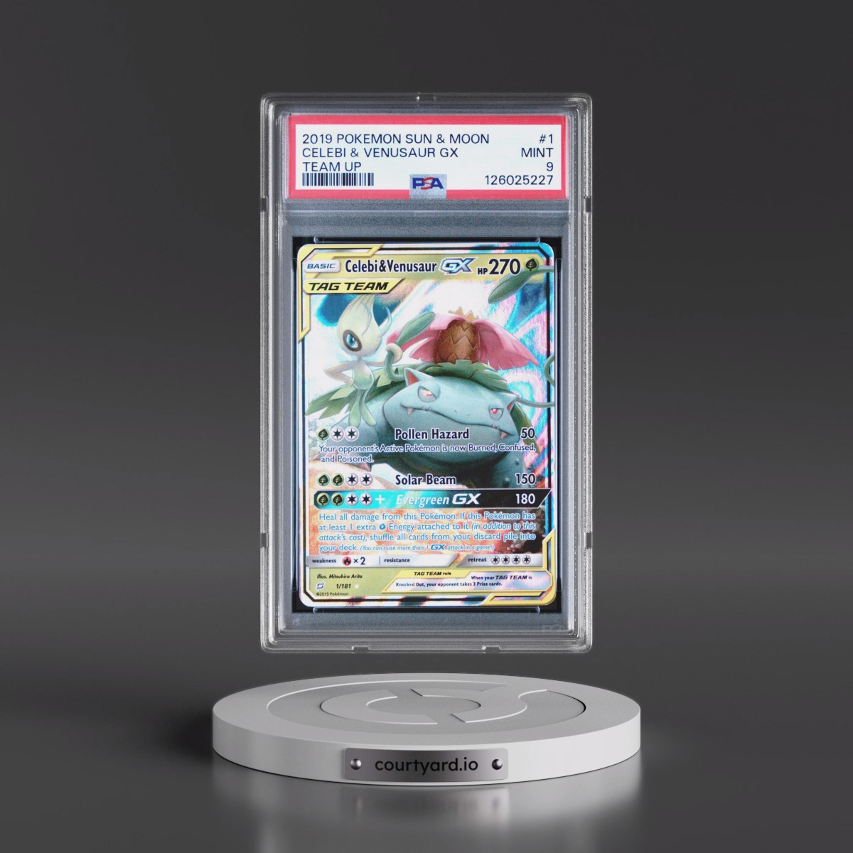 2019 Pokémon Sun & Moon Team Up #1 Celebi & Venusaur GX - Holo (PSA 9 MINT)