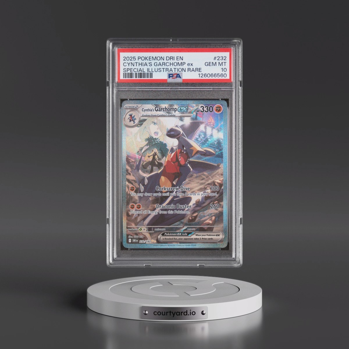 2025 Pokémon Dri EN-Destined Rivals #232 Cynthia's Garchomp EX - Holo Special Illustration Rare (PSA 10 GEM MINT)