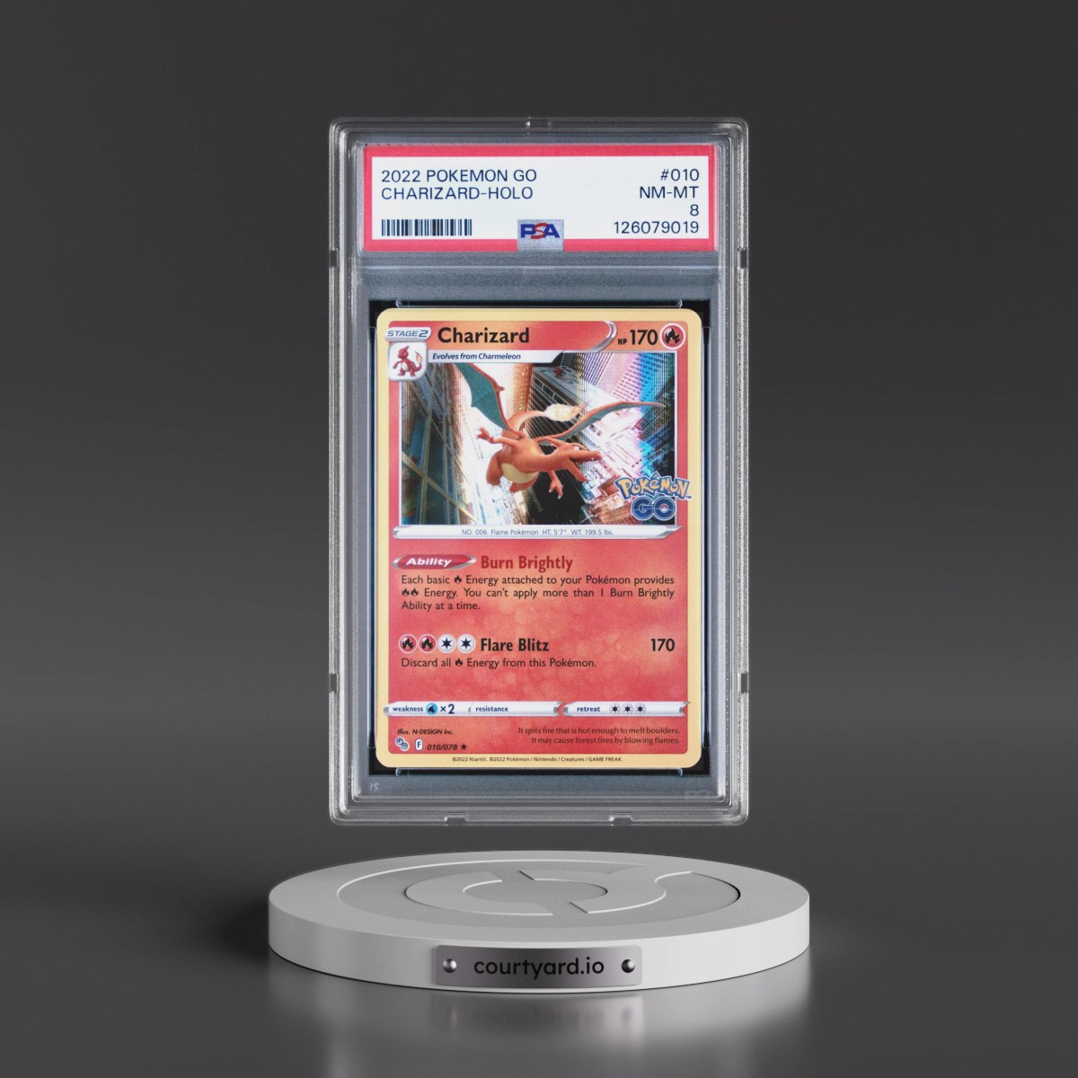 2022 Pokémon Go #010 Charizard - Holo (PSA 8 NM-MT)