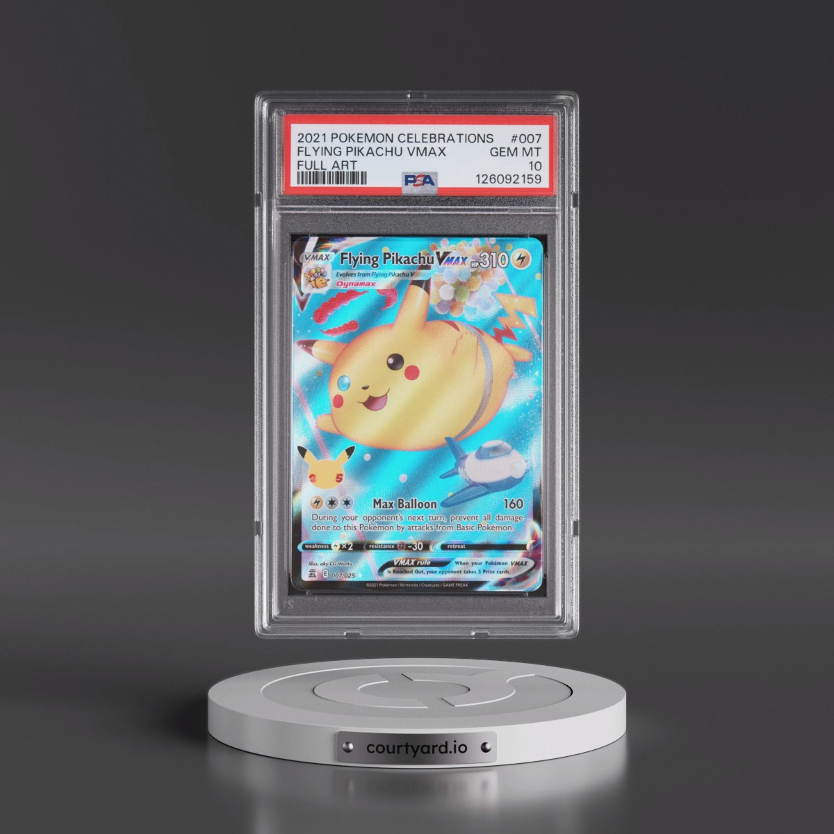 2021 Pokémon Celebrations #007 Flying Pikachu Vmax - Full Art (PSA 10 GEM MINT)