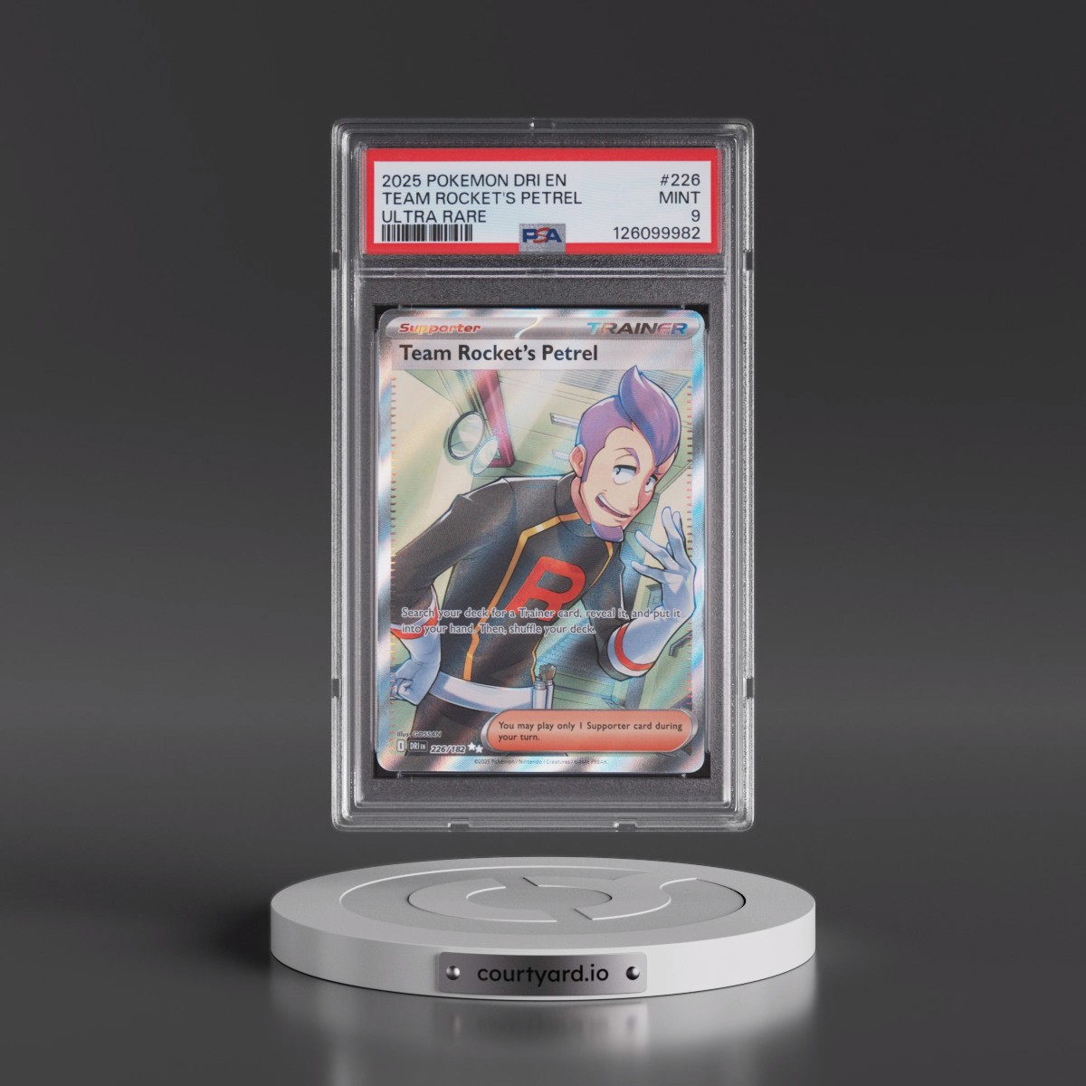 2025 Pokémon Dri EN-Destined Rivals #226 Team Rocket's Petrel - Ultra Rare (PSA 9 MINT)