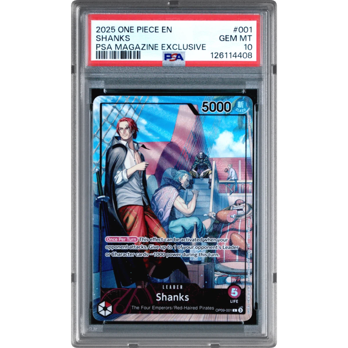 2025 One Piece Promos #001 Shanks - PSA Magazine Exclusive (PSA 10 GEM MINT)