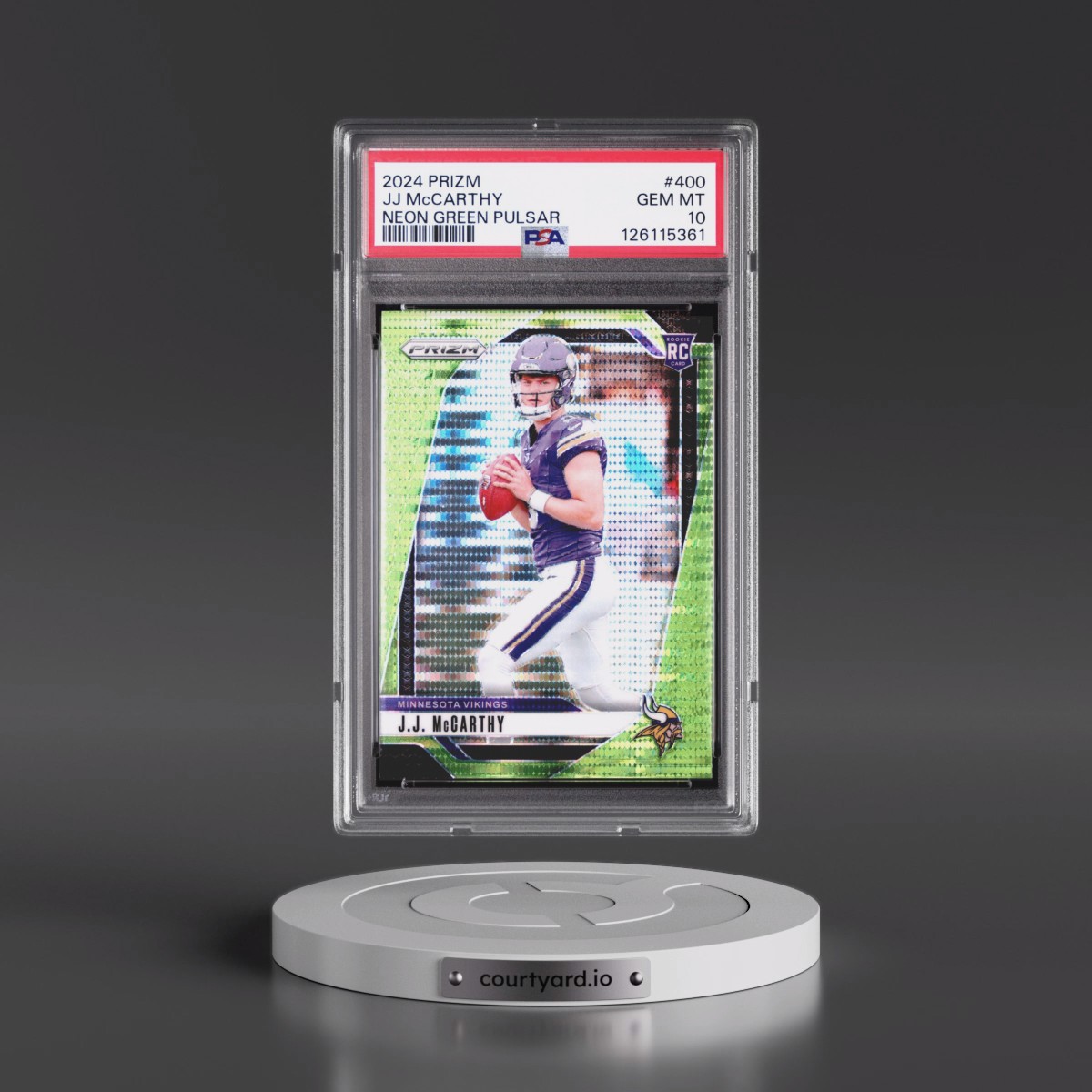 2024 Panini Prizm #400 JJ McCarthy - Neon Green Pulsar (PSA 10 GEM MINT)