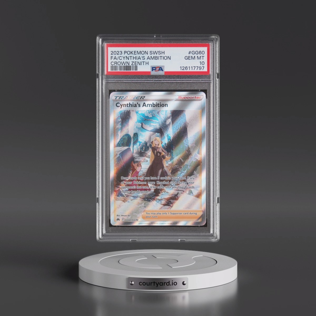 2023 Pokémon Sword and Shield Crown Zenith #GG60 Cynthia's Ambition - Full Art (PSA 10 GEM MINT)