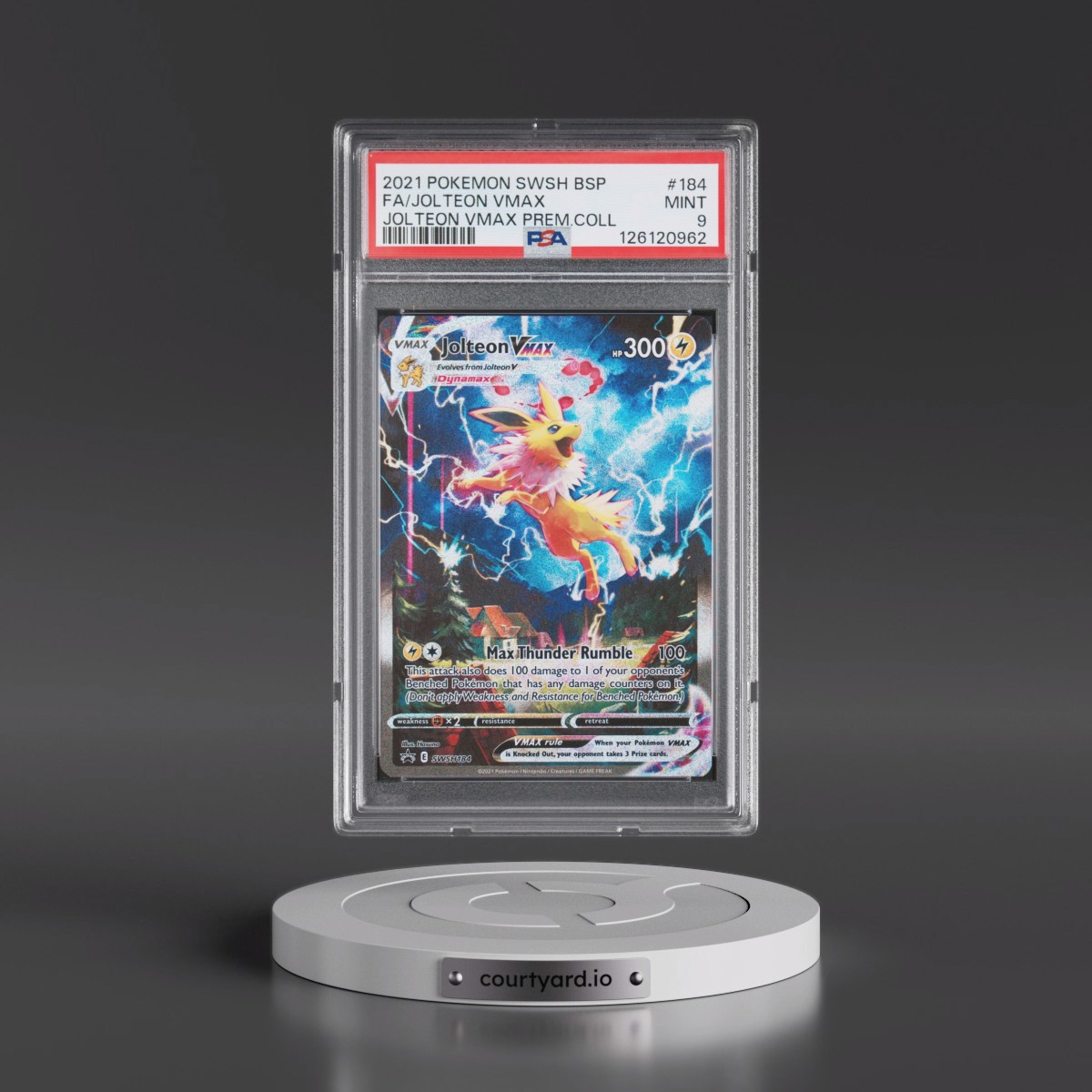 2021 Pokémon Swsh Black Star Promo #184 Jolteon Vmax - Full Art Jolteon Vmax Premium Collection (PSA 9 MINT)