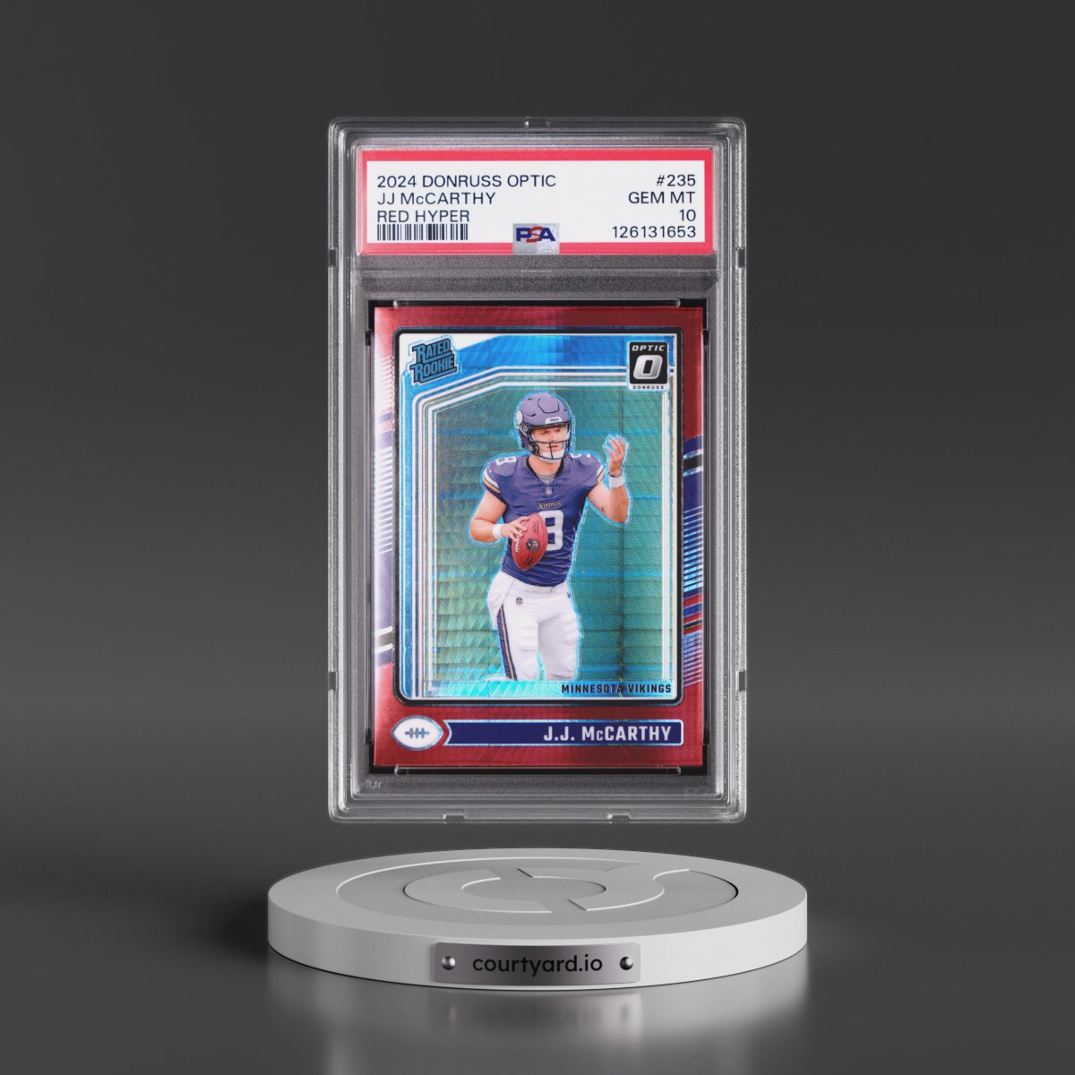 2024 Panini Donruss Optic #235 JJ McCarthy - Red Hyper (PSA 10 GEM MINT)