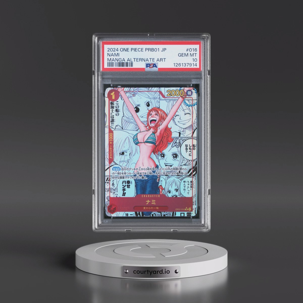 2024 One Piece Japanese Premium Booster -One Piece Card the Best #016 Nami - Manga Alternate Art (PSA 10 GEM MINT)