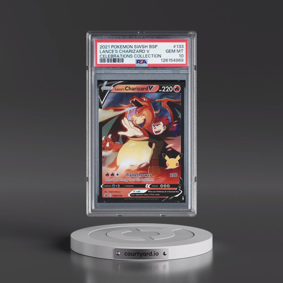2021 Pokémon Swsh Black Star Promo #133 Lance's Charizard V - Holo Celebrations Collection (PSA 10 GEM MINT)