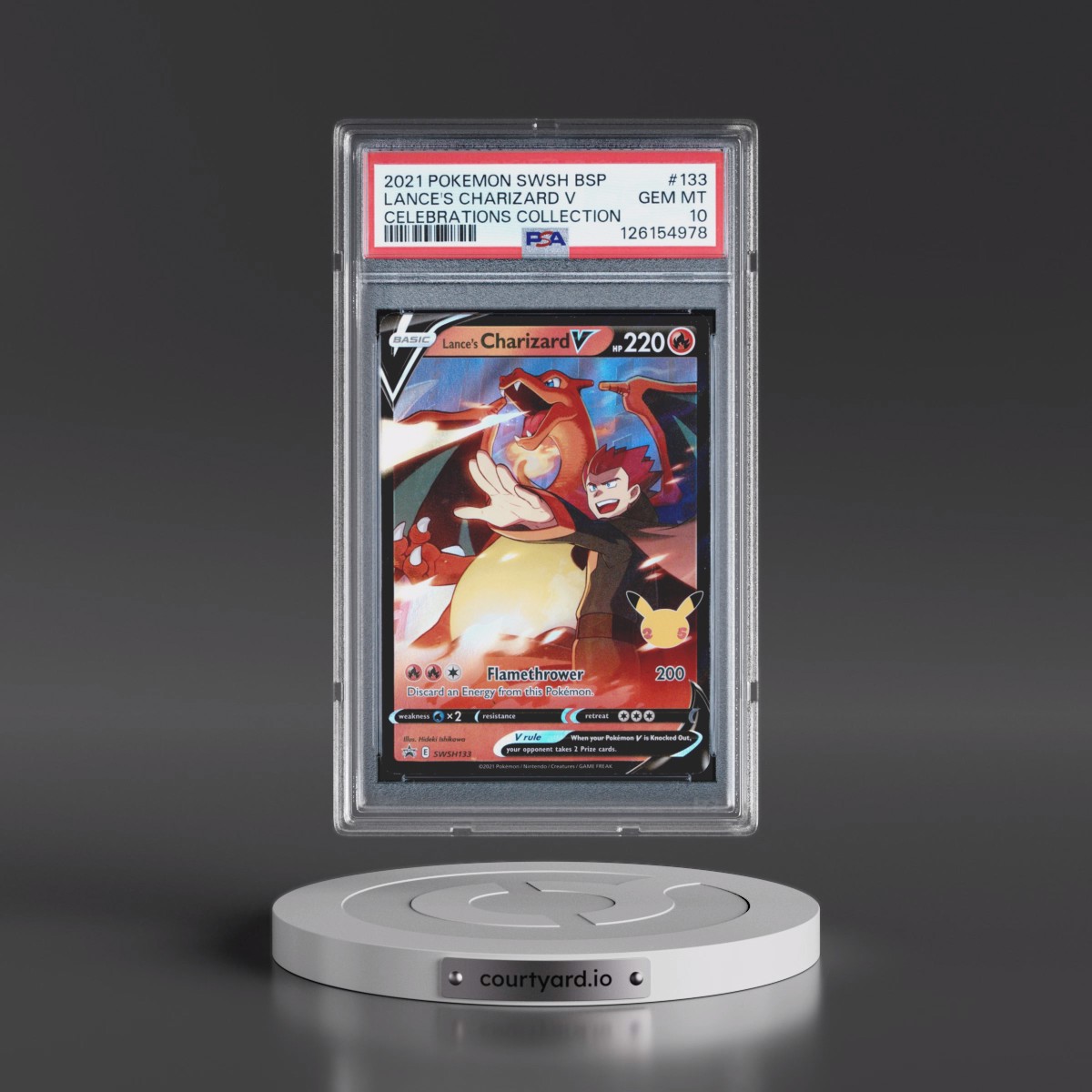 2021 Pokémon Swsh Black Star Promo #133 Lance's Charizard V - Holo Celebrations Collection (PSA 10 GEM MINT)