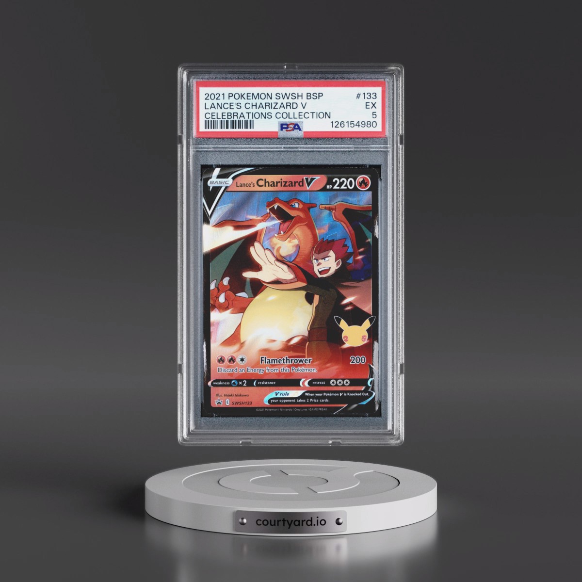 2021 Pokémon Swsh Black Star Promo #133 Lance's Charizard V - Holo Celebrations Collection (PSA 5 EX)