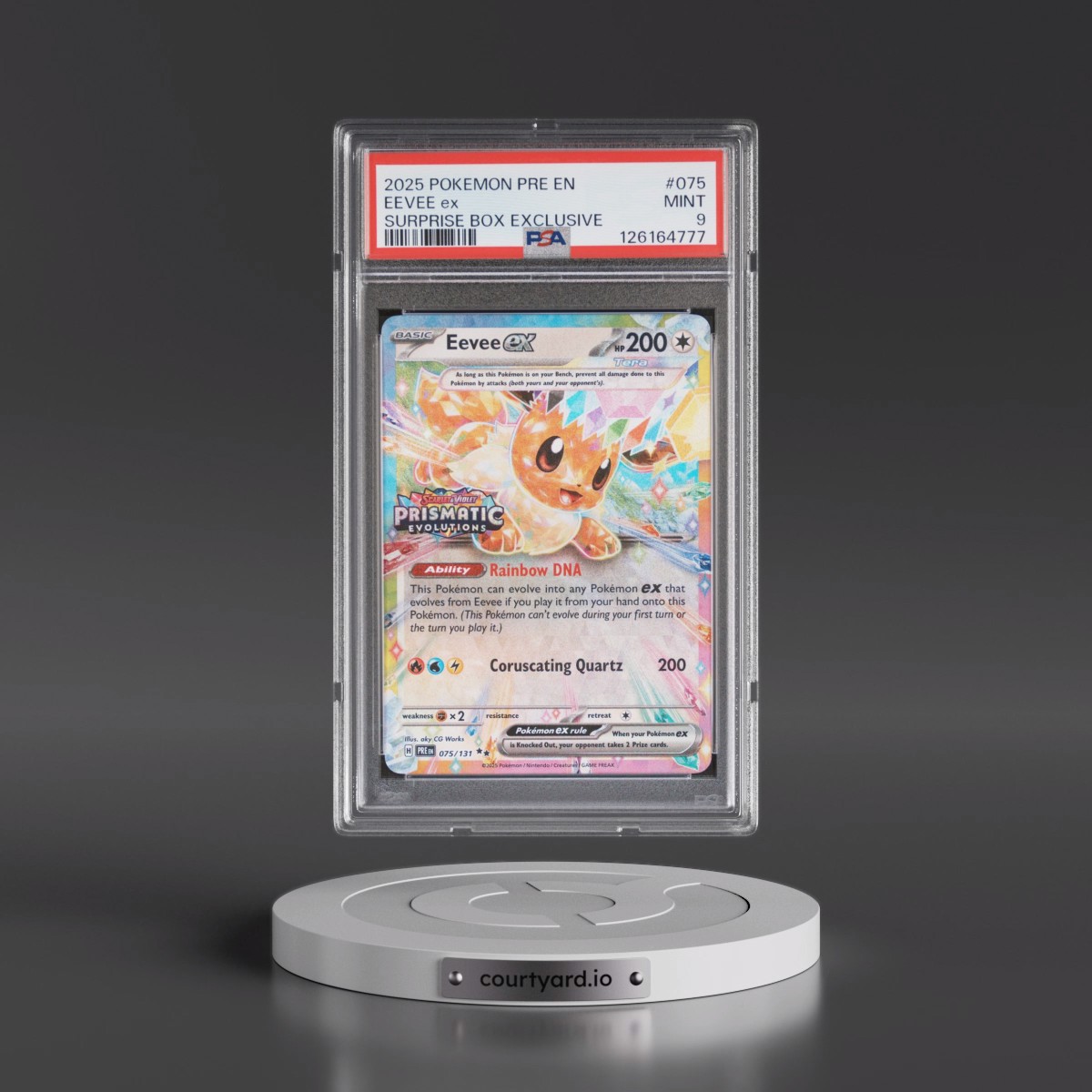2025 Pokémon Pre EN-Prismatic Evolutions #075 Eevee EX - Holo Surprise Box Exclusive (PSA 9 MINT)