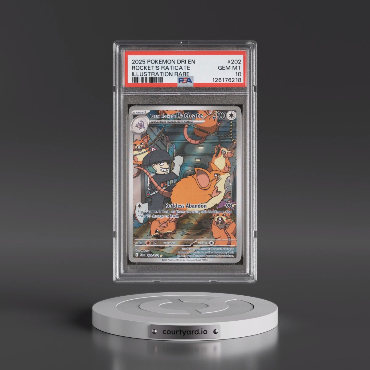 2025 Pokémon Dri EN-Destined Rivals #202 Team Rocket's Raticate - Illustration Rare (PSA 10 GEM MINT)