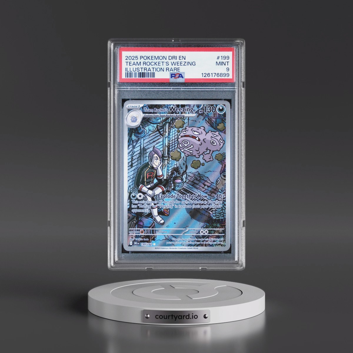 2025 Pokémon Dri EN-Destined Rivals #199 Team Rocket's Weezing - Illustration Rare (PSA 9 MINT)