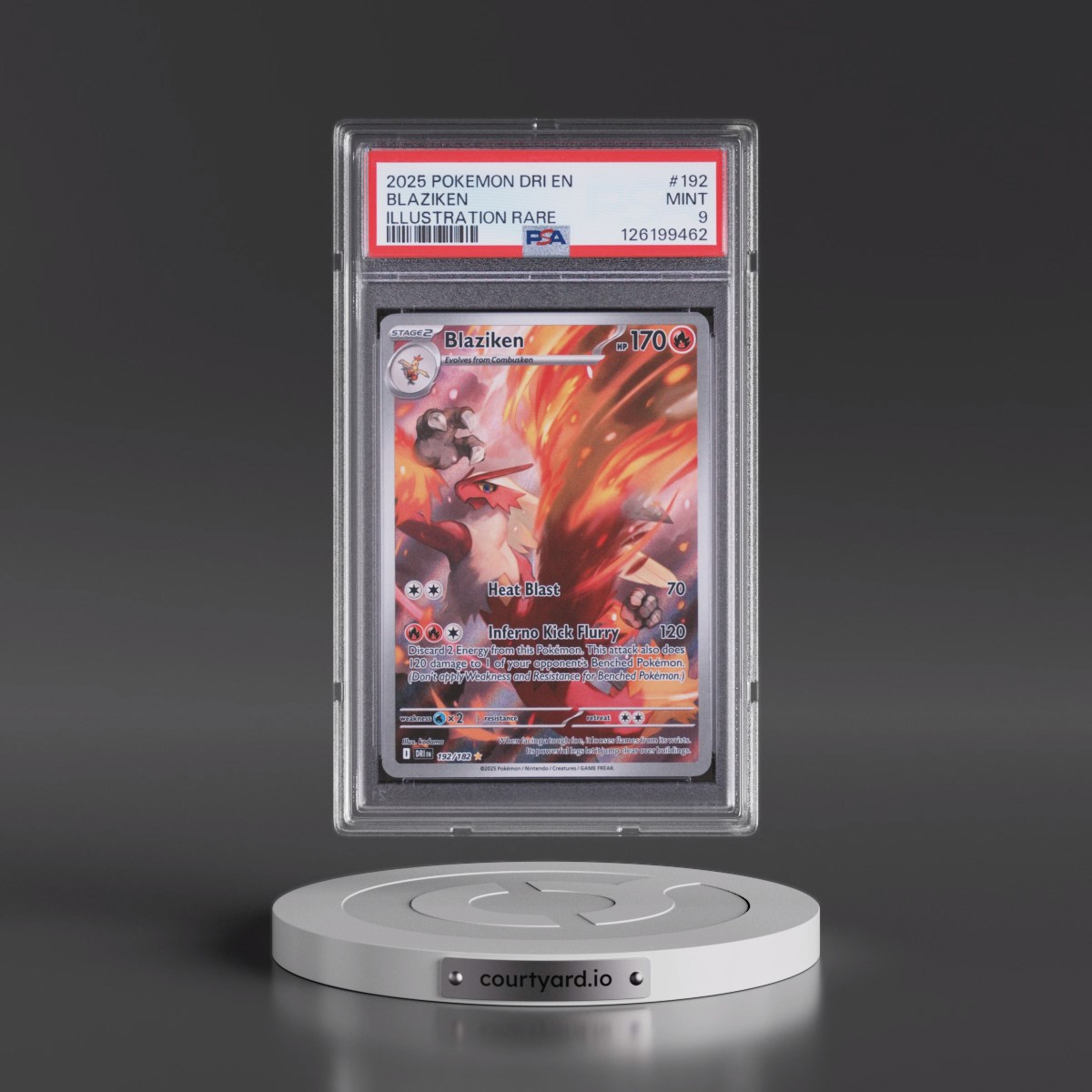 2025 Pokémon Dri EN-Destined Rivals #192 Blaziken - Illustration Rare (PSA 9 MINT)