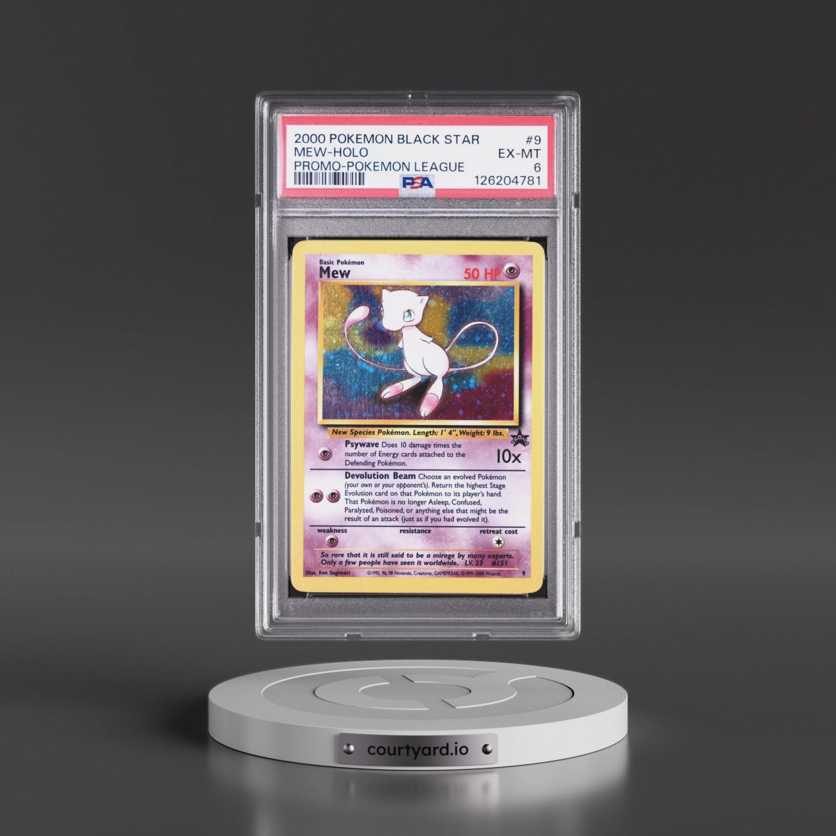 2000 Pokémon Promo Black Star #9 Mew - Holo Pokemon League (PSA 6 EX-MT)