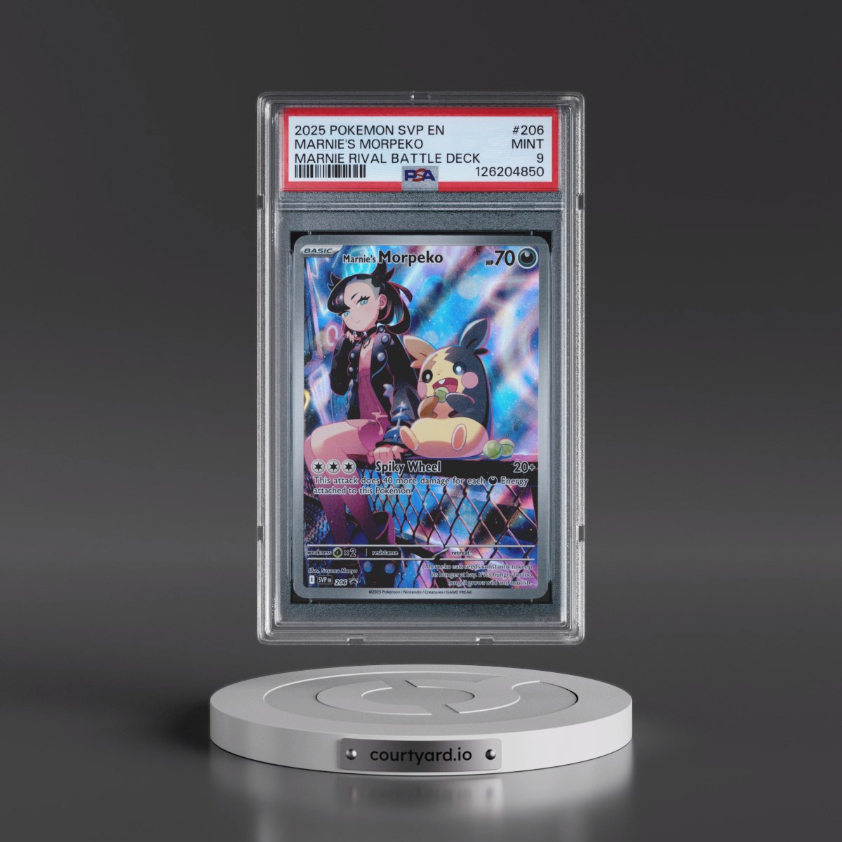 2025 Pokémon Svp EN-SV Black Star Promo #206 Marnie's Morpeko - Marnie Rival Battle Deck (PSA 9 MINT)