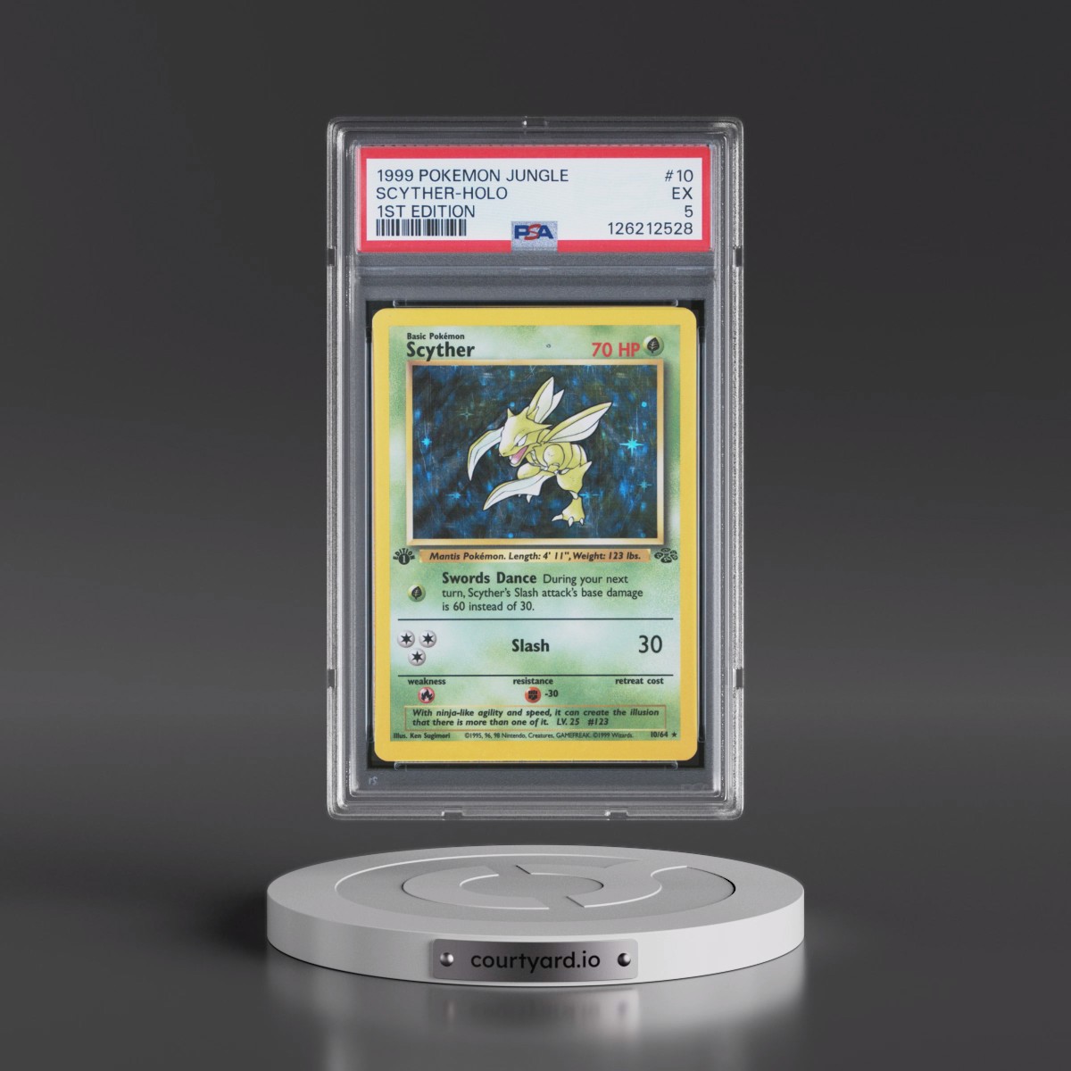 1999 Pokémon Jungle #10 Scyther - 1st Edition Holo (PSA 5 EX)